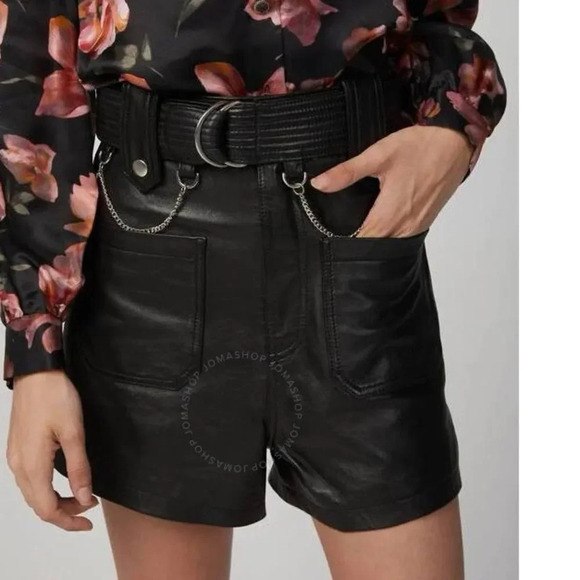 The Kooples Pleated Leather Shorts - Picture 3 of 11